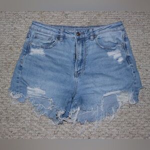American Eagle Outfitters Light Blue Distressed Jean Shorts